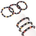 Elecrelive Glass Round Beaded Bracelet Set Clay Beaded Bracelets Stretch Bracelets - color: Black