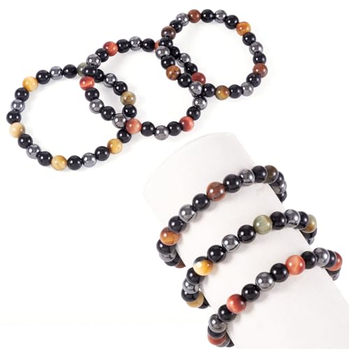 Elecrelive Glass Round Beaded Bracelet Set Clay Beaded Bracelets Stretch Bracelets - color: Black