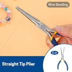 VISEMAN 6" Mini Needle Nose Pliers with Comfort Grip Handles, 2PCS Long Nose Pliers Set for Handmade Craft - style: Straight + 45-Degree Bent