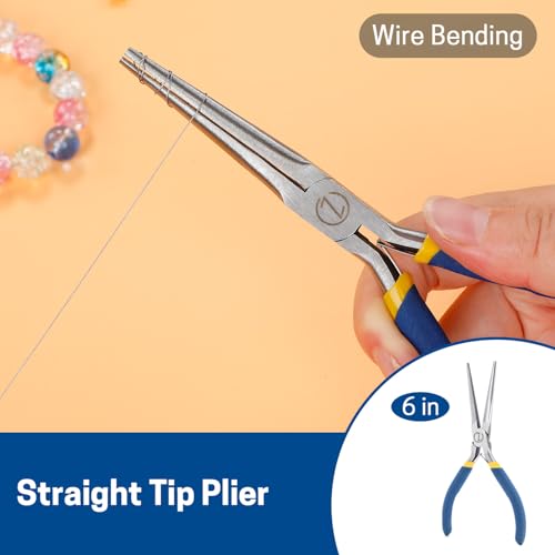 VISEMAN 6" Mini Needle Nose Pliers with Comfort Grip Handles, Long Nose Pliers for Handmade Craft, Straight - style: Straight