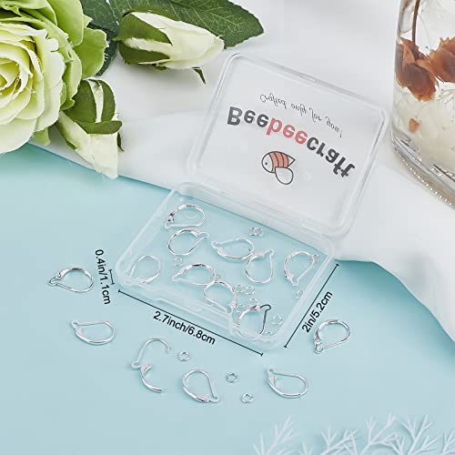 Beebeecraft 1 Box 20Pcs Leverback Earring Findings 925 Sterling Silver Plated French Earring Hooks 15.6x10mm Ear Wire Clip Earring Connector with 20Pcs Open Jump Rings for Jewelry Making - color: Silver