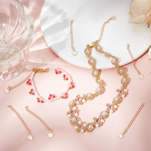 Beebeecraft 1 Box 20Pcs Bracelet Extender Chains Jewelry End Chain Real 18K Gold Plated Brass Craft Flower Charm 5.6cm Cable Chain for Jewelry Making Necklaces Bracelets Supplies DIY Crafts - color: Gold-stripe Flower