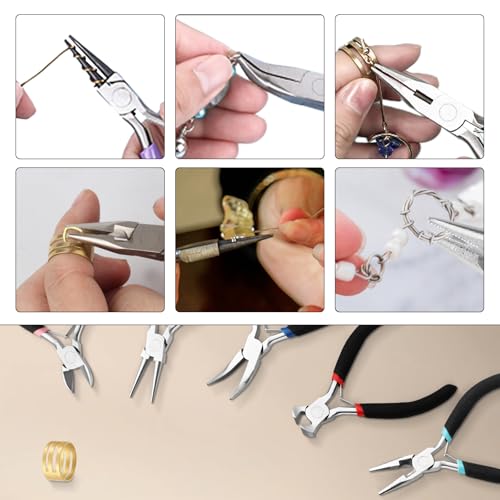 Round Nose Pliers, Wire Jewelry Making Tools,Jewelry Pliers Jewelry Making Tools for Crafts-Matte Handle - color: Round Nose Pliers-blackish Purple