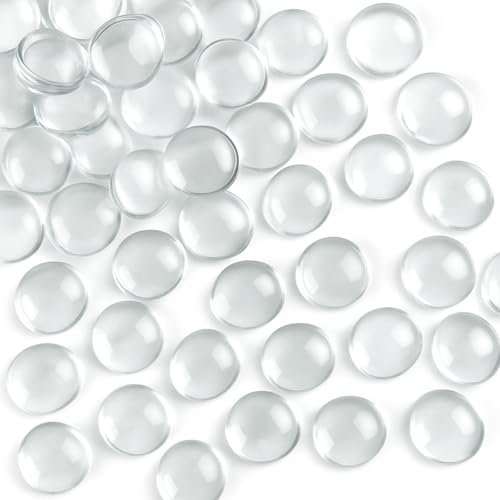 FUTUREPLUSX 1LB Clear Flat Glass Marbles, Vase Filler Glass Pebbles Floral Beads Table Aquarium Gravel Decoration DIY Craft - color: Clear-1