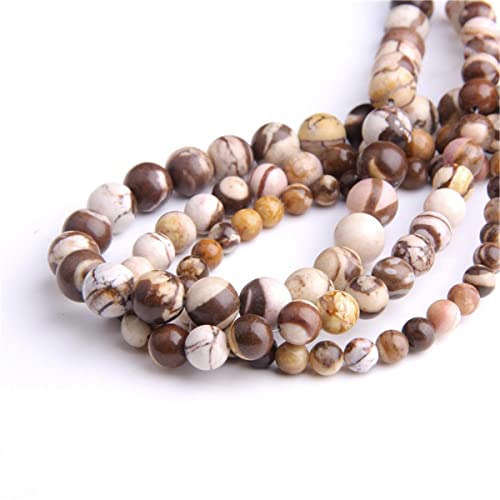Natural Stone 6mm Australia Zebra Smooth Round Loose Beads Energy Gemstone DIY for Jewelry Making Bracelet Necklace 1 Strand 15" - color: Australia Zebra, size: 6mm