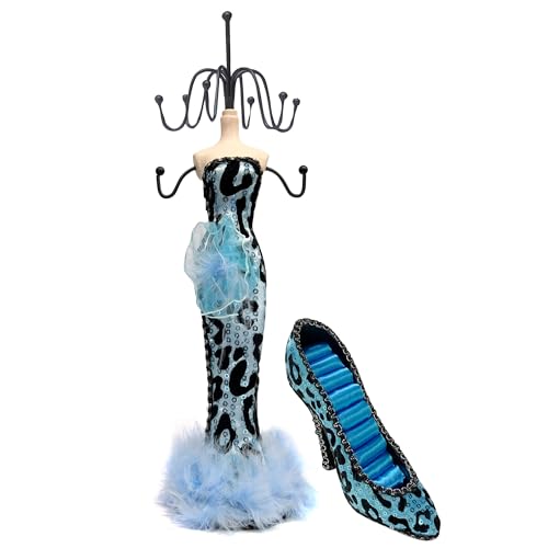 2 PCS Set Jewlery Display Shoe Ring Holder - Mannequin Necklace Display Bracelet Orgaziner (Turquoise) - color: Turquoise