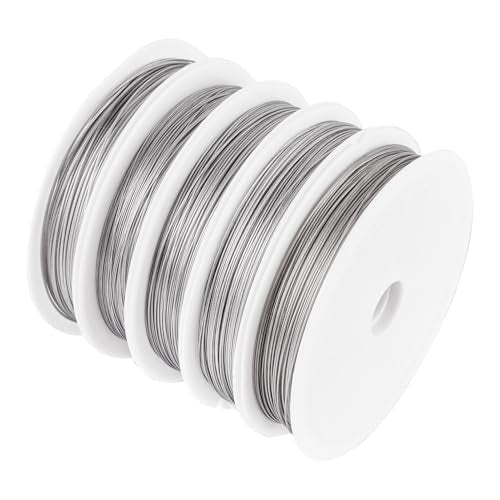 Craftdady 5 Roll Tiger Tail Wire 0.3 mm 0.38 mm 0.45 mm 0.5 mm 0.6 mm Wire Jewelry Beading Wire Craft String Metal Wrap Wire for DIY Necklace Bracelet Jewelry Making