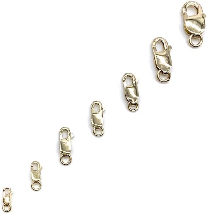 Single 14K Solid Yellow Gold Lobster Catch Lock Replacement for Necklaces, Bracelets or Jewelry Making | Lobster Claw Clasp with Open Jump Ring | #1 X-Small 7x2.7mm Made in Italy (1 Piece)