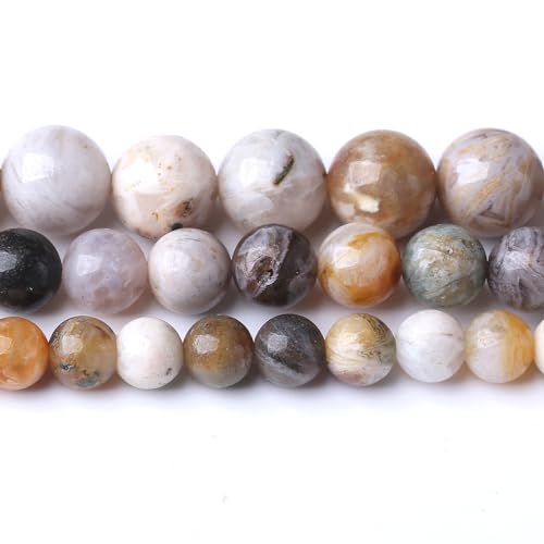 8MM Bamboo Leaf Agate Round Loose Beads Natural Gem Beads Crystal Energy Stone Beads for Jewelry Making DIY Bracelet Necklace - color: Bamboo Leaf Agate, size: 8MM