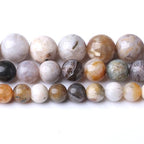 12MM Bamboo Leaf Agate Round Loose Beads Natural Gem Beads Crystal Energy Stone Beads for Jewelry Making DIY Bracelet Necklace - color: Bamboo Leaf Agate, size: 12MM