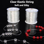 0.8 mm Stretchy Bracelet String, 2 Rolls of Crystal Clear Elastic Cord for Bracelets, Necklaces, Beading, and Jewelry Making (200 m)