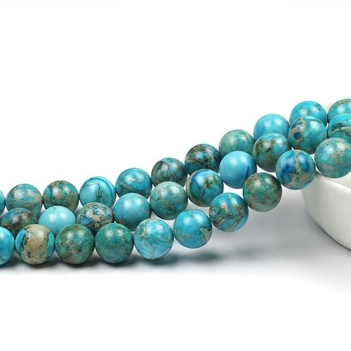 MJDCB 8mm Light Blue Imperial Jasper Gemstone Beads Round Loose Stone Bead for Jewelry Making Bracelets Necklaces - color: Light Blue Imperial Jasper, size: 8mm
