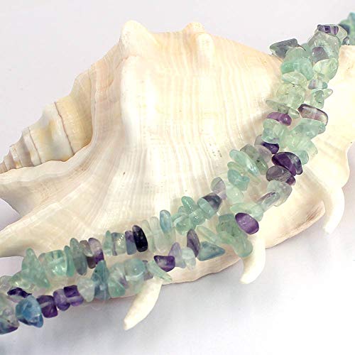 Jewelry Making 6-8mm Gemstone Fluorite Indian Moss Black Onyx Agate Aventurine Jade Opalite Carnelian Chips Beads Strand 34" (Fluorite) - color: Fluorite