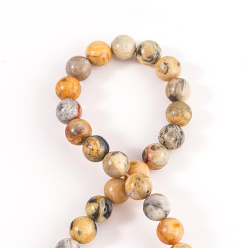 100Pcs Natural Stone 6mm Crazy Agate Round Loose Gemstone Energy Healing Beads Hole Size 1mm DIY Smooth Beads for Bracelet Necklace Earrings Jewelry Making - color: Crazy Agate, size: 6mm