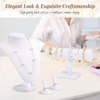 Wenqik 4 Pcs White Velvet Jewelry Display Set Necklace Bust Holder Bracelet Organizer 2 Velvet Ring Finger Jewelry Holder