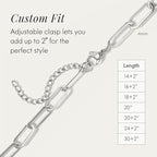 Destin Jewelry Paperclip Chain Necklace for Women, Waterproof 18K Gold Plated Stainless Steel, Hypoallergenic, Adjustable Layering Chain, Tarnish-Resistant, 2.5–6.5mm - color: Stainless Steel, size: 20", style: 2.5 MM