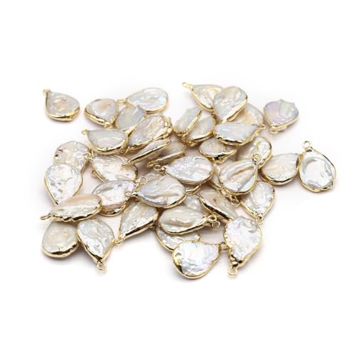 10PCS Natural Pearl Pendants Irregular Multiple Shapes Cultured Freshwater Baroque Pearl Charms for Jewelry Making Gift - color: 16x25mm