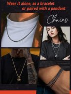 FaithHeart Stainless Steel Chains for Men, Silver/Black/14K Gold Plated Snake/Wheat/Box/Rope/Rolo Chain Necklace 16-30 Inches with Delicate Gift Box - color: 01. Snake Chain-Silver, size: Length 24 Inches