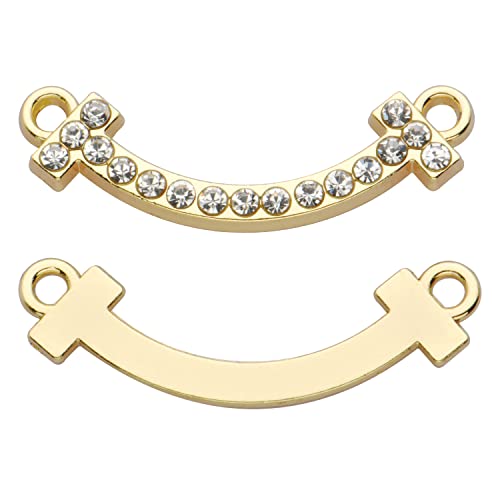 Pack of 20 Rhinestone Charms Gold Plated Pendants Pave Crystal Accessories for Necklace Bracelet Jewelry Making DIY Crafting - color: (Curve)VID62801