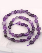 Natural Stone Beads 6-8mm Amethyst Oval Irregular Freeform Tumbled Loose Gemstone Beads for Jewelry Making 15 Inch Strand 50-55 Pcs - color: Amethyst-1 strand15”-approx. 55 beads