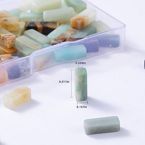Natural Amazonite Rectangle Tube Beads 4x13mm 38cm/str Loose Semi Gemstone Stone Beads for Making Bracelets Necklace Earrings - color: Amazonite, size: 4x13mm Rectangle