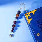 Vintage Metal Bee Bookmark Pendant with Natural Crystal Bead Chain–Elegant Bookmarks for Women,Men,Book Lovers,Teachers and Students(Tiger Eye) - style: Bee