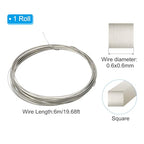 PATIKIL Soft Nickel Silver Wire, 1Pcs 23Gauge/0.6x0.6mm Diameter 6m/19.68ft Square Craft Wire for Jewelry Making Beading Wires Wrapping - size: 23Gauge