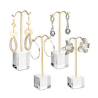 MOOCA Enhance Your Jewelry Presentation with the 4 Pcs Set Acrylic Earring Display Stand - Perfect Showcase for Earrings, Countertop T Stand, and Stylish Jewelry Display, Gold Color - color: Gold