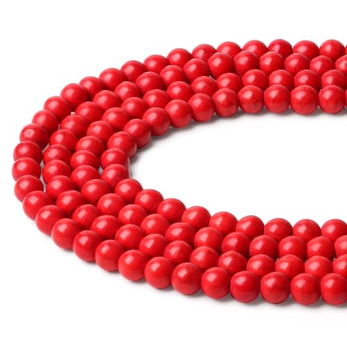 Natural Red Turquoise Stone Beads 100Pcs 8mm Crystal Beads Loose DIY Round Stone Bead for Bracelet Necklace Earrings Making - color: C-Red Turquoise, size: 100pcs