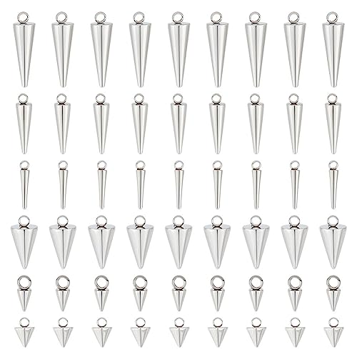 UNICRAFTALE Cone Charms Stainless Steel Spike Charms Punk Style Charm Spike Pendants Dangle Charm for DIY Necklace Earring Bracelet Jewelry Making - size: 6.5/8.5/10/13.5/14/18mm Long