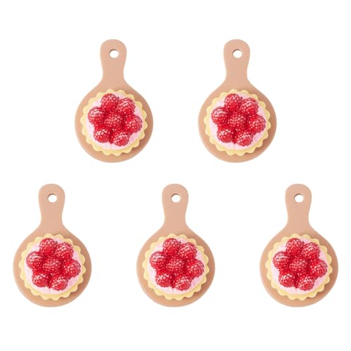 Cheriswelry Cup Cake Resin Pendants Lovely Food Sweet Dessert Dangle Charms Links Hanging Ornament with Metal Loop Fruit Pendants for Key Chains Bracelet Necklace Jewelry Making - color: Strawberry Cake