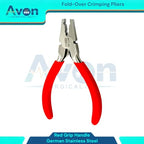 Jewelry Making, Leather Crimping Pliers with Red Grip Handles, Leathercraft, Jewelry Making, Fold-Over Crimp Pliers - German Stainless Steel