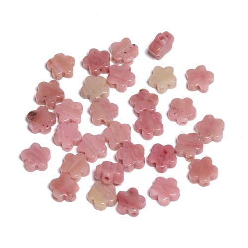 Songxi 60pcs 6mm Rose Plum Blossom Natural Stone Beads for Jewelry Making, Smooth Loose Flower Shape Gemstone Beads for Bracelets Necklace Earrings Making Supplies ﻿ - color: Rose