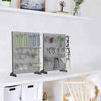 WALMANN Metal Tabletop Pegboard Display Stand for Craft Shows, 12" x 16" Countertop Peg Board with Hooks for Jewelry & Accessories (Black Pegboard with Hooks) - style: Black Pegboard with Hooks