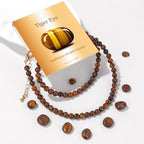 Crystal Choker Necklaces for Women,4mm Handmade Natural Stone Choker Beaded Necklace Healing Crystal Necklace Gemstone Bead Necklaces for Women - color: Tiger Eye