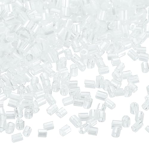 uxcell 1400Pcs Glass Bugle Beads, 1.9x1.5mm Tube Mini Loose Glass Seed Spacer Bead for DIY Earrings Necklaces Bracelets Jewelry Making (Cream White) - color: Cream White, size: 1.9x1.5mm