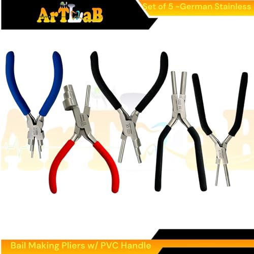 Bail Making Pliers with PVC Grip Handle | for Making S-Hooks, Ear Loops, Jump Loops, Bail, and More - German Stainless Steel (Set of 5 - (J2+J3+J4+J4A+6-IN-1)) - size: Set of 5 - (J2+J3+J4+J4A+6-IN-1)