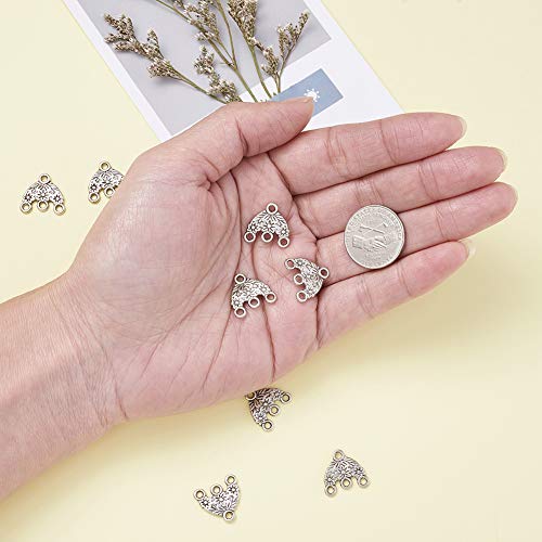 Mega Pet 20pcs Tibetan Silver Hat Chandelier Component Links Charm Pendant Connectors with 3 Holes for Multi Layers Dangle Earring Bracelet Necklace Jewelry Making - color: Antique Silver, Hat