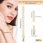 Beebeecraft 1 Box 20Pcs Chain Extender for Jewelry Making 18K Gold Plated Necklace Chain Extender with 3D Teardrop End Charm 2 Inch for Bracelet DIY - color: Gold-teardrop