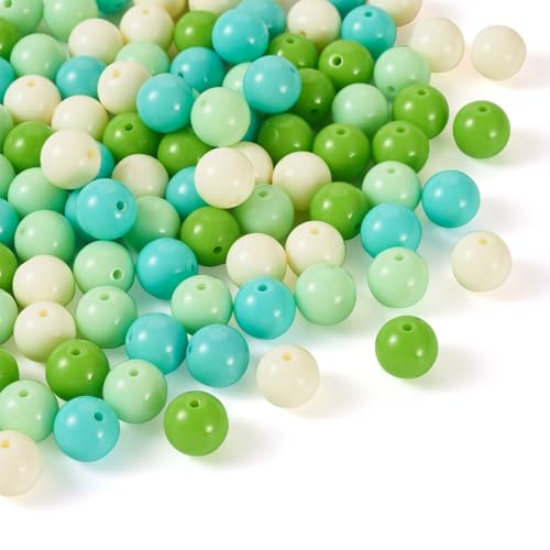100 Pcs 11.5-12mm Bubblegum Beads Opaque Acrylic Chunky Loose Spacer Round Focal Beads for Jewelry Making Bracelet Necklace Keychain Craft Art Making,Hole:1.8mm,Lawn Green - color: Lawn Green