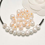 AD Beads Natural Gemstone 10mm Round Loose Beads Big Hole 2mm Sized 30pcs (White Pearl) - color: White Pearl