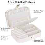 jiemei Jewelry Box, Travel Jewelry Organizer Cases with Doubel Layer for Women’s Necklace Earrings Rings and Travel Accessories(White) - color: White