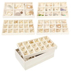 12 Pcs Velvet Jewelry Organizer Trays Set, 4 Styles Stackable Drawer Organizer with Removable Dividers, Storage and Display for Earrings, Necklaces, Bracelets, Rings, Vanity Dresser Storage Box, Beige