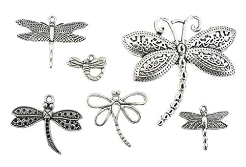 Assorted Dragonfly Charm Pendant Connector for DIY Jewelry Making Accessaries(13pcs,Antique Silver Tone)