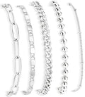 Gold Bracelets Set for Women Stack, Chunky Thick Bracelets Stack for Women Trendy, Simple Dainty Thin Gold Plated Cuff Stackable Bracelets With Beaded Cuban Paperclip Snake Rope Bangle Hand Chain Jewelry - style: Style 03-silver