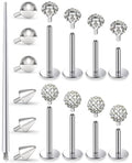 Medusa Lip Piercing Jewelry Stainless Steel 16G Nose Stud Labret Jewelry Monroe Lip Rings Different Size Tragus Nail Conch Cartilage Helix Earring Stud Bar Length 6mm 8mm 10mm 12mm - color: 16G internal thread Flat Back Stud Piercing Silver