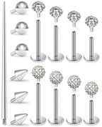 Medusa Lip Piercing Jewelry Stainless Steel 16G Nose Stud Labret Jewelry Monroe Lip Rings Different Size Tragus Nail Conch Cartilage Helix Earring Stud Bar Length 6mm 8mm 10mm 12mm - color: 16G internal thread Flat Back Stud Piercing Silver