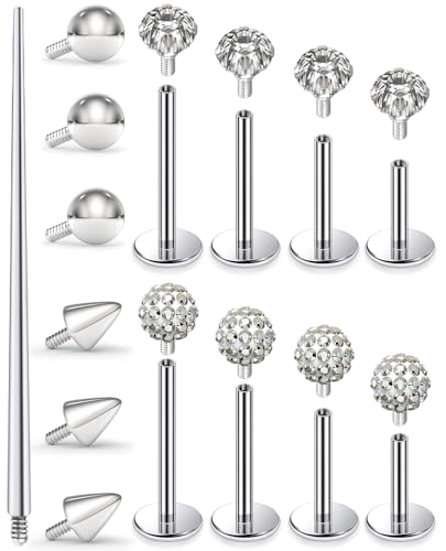 Medusa Lip Piercing Jewelry Stainless Steel 16G Nose Stud Labret Jewelry Monroe Lip Rings Different Size Tragus Nail Conch Cartilage Helix Earring Stud Bar Length 6mm 8mm 10mm 12mm - color: 16G internal thread Flat Back Stud Piercing Silver