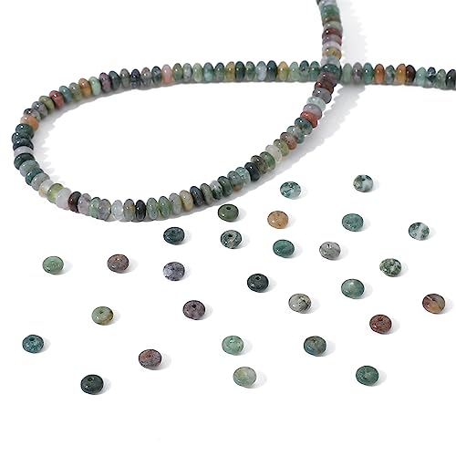 BEADIA Natural Indian Agate Disk Stone Beads 4x2mm 160pcs Rondelle Loose Semi Gemstone Beads for Jewelry Making Design - color: Indian Agate