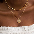 Dremmy Studios Dainty Gold Choker Necklace for Women 14K Gold Plated Coin Disc Figaro Layered Beaded Flat Mariner Sideways Cross Wishbone Link Clavicle Necklaces - style: 2.7mm Woven Chain